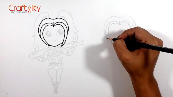 How to draw cute little Harley Quinn - 03