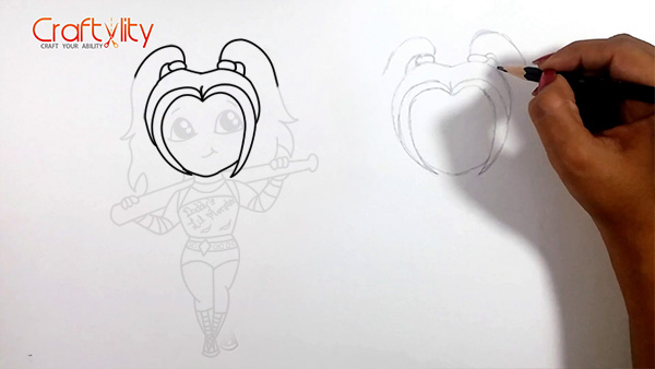 How to draw cute little Harley Quinn - 04