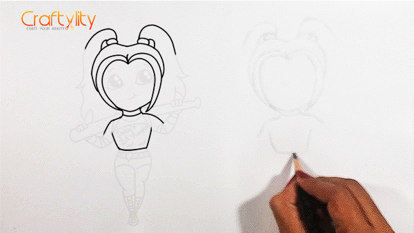 How to draw cute little Harley Quinn - 05