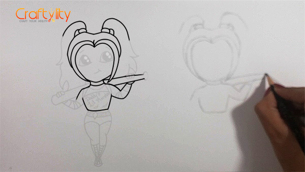 How to draw cute little Harley Quinn - 06