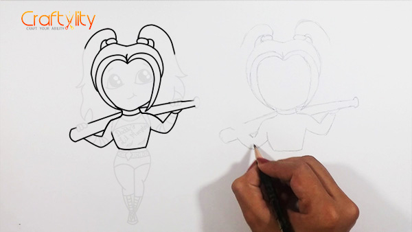 How to draw cute little Harley Quinn - 07