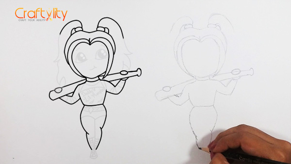 How to draw cute little Harley Quinn - 08