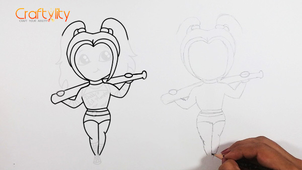 How to draw cute little Harley Quinn - 09