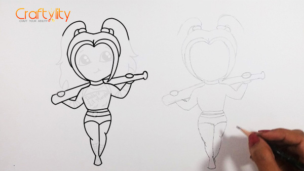 How to draw cute little Harley Quinn - 10