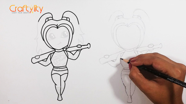 How to draw cute little Harley Quinn - 11