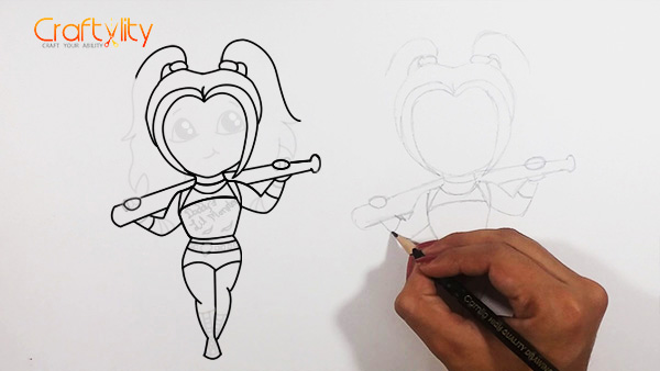 How to draw cute little Harley Quinn - 12