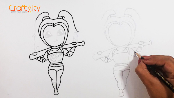 How to draw cute little Harley Quinn - 13