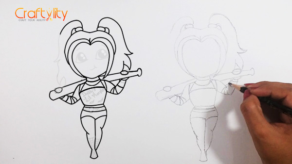 How to draw cute little Harley Quinn - 14