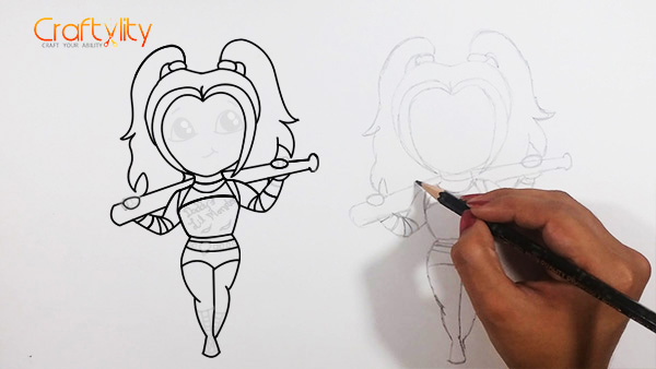 How to draw cute little Harley Quinn - 15