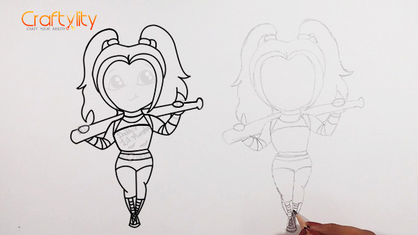How to draw cute little Harley Quinn - 16