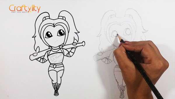 How to draw cute little Harley Quinn - 19