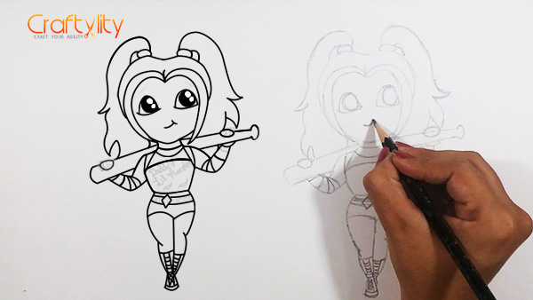 How to draw cute little Harley Quinn - 20