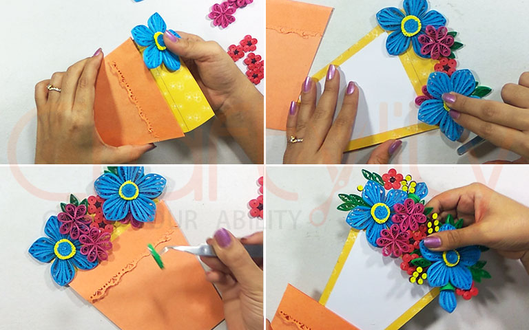 Paper Quilling Flower Pot Pocket Card - Craftylity