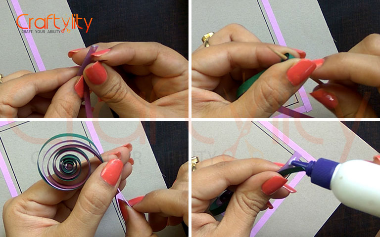 Paper quilling flower and scroll