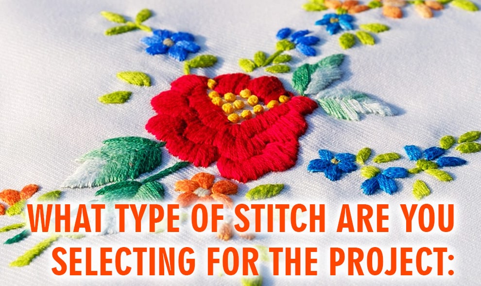 What type of stitch are you selecting for the project